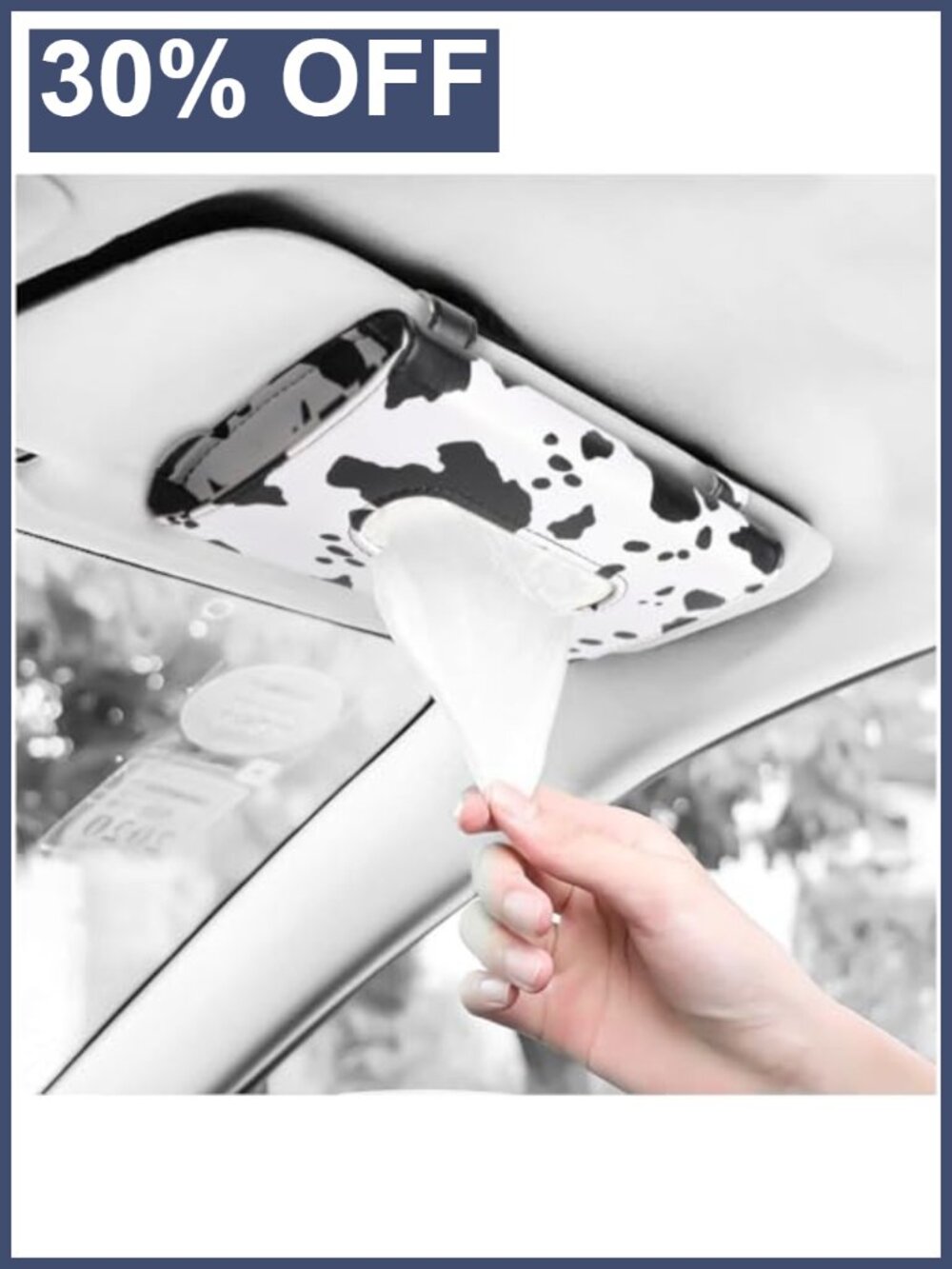 Car Tissue Box Holder Genuine Leather Visor Organizer Napkin Case